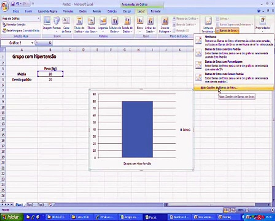 Estatística no EXCEL: gráfico de barras (EXCEL 2007)