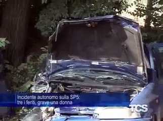 Incidente autonomo sulla SP5 tre i feriti grave una donna