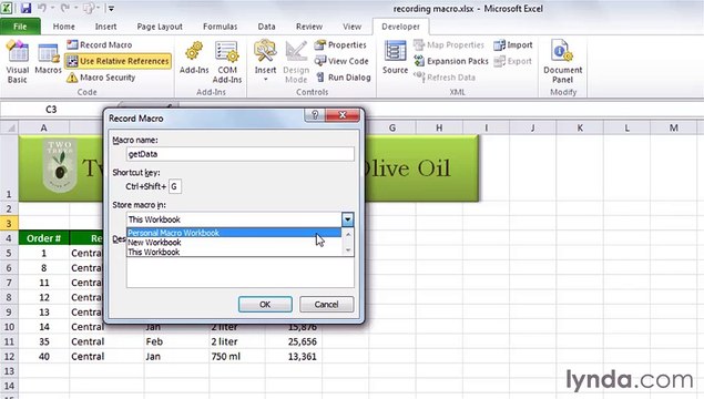 MS Excell Recording and using a simple macro