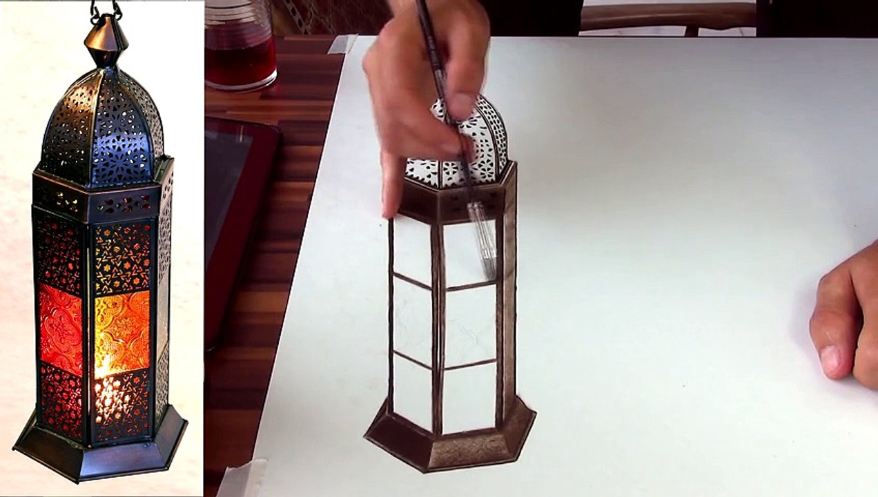 How To Draw a lantern in anamorph 3D effect /optical illusion