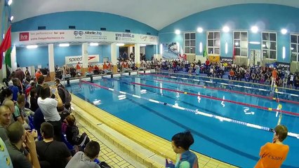 100м бътерфлай мъже финал Любомир Борисов 2ро място, 4ти коридор и личен рекорд 56.38