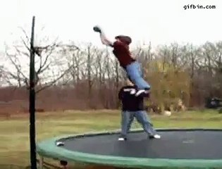 Trampoline slam dunk nut shot Clip
