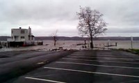 Hurricane Sandy High tide damage in Nyack  NY -  record storm surge predicted