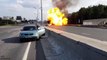 Truck Crashes on Russian Highway Carrying GAS Bottles - Big Explosion [New/HD]
