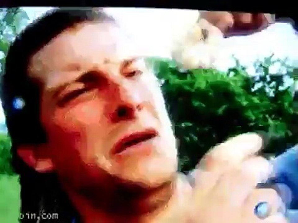 Man vs Wild - Bear Grylls eating a giant larva Clip