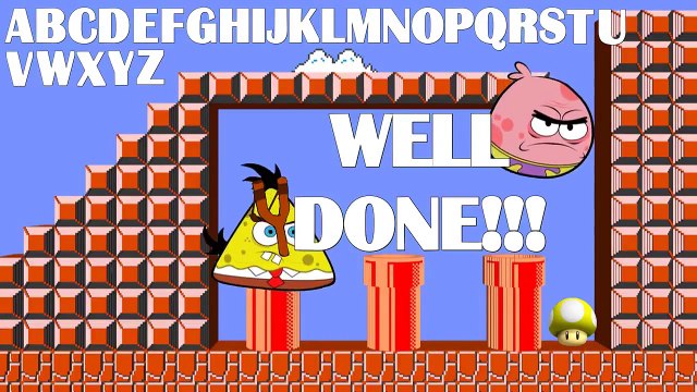 Learn ABC Angry Birds & SpongeBob SquarePants in Mario World ABC Song Game