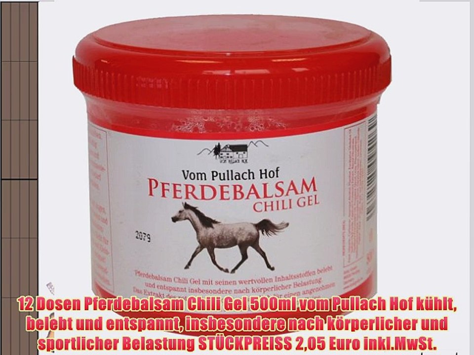 12 Dosen Pferdebalsam Chili Gel 500ml vom Pullach Hof k?hlt belebt und entspannt insbesondere