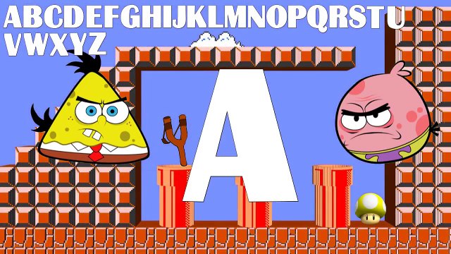 Learn ABC Angry Birds & SpongeBob SquarePants in Mario World ABC Song Game