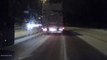 Lastebil på vei nordover på E6 fra Skedsmo kortversjon, uansvarlig og farlig kjøring. 28.01.2014.