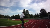 Jumping Stilts - 400m run in 1 min 02 sec