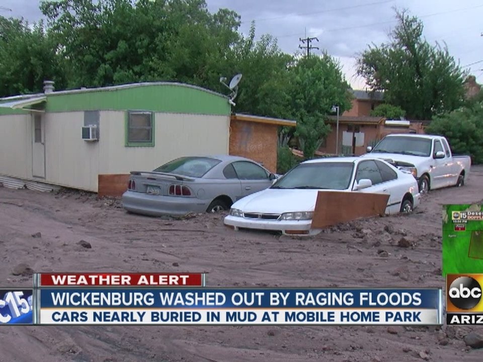 Town of Wickenburg, AZ washed out by raging floods Saturday evening