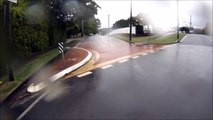 Mini overtakes oncoming traffic forces cyclist off the road AUM76