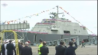 Launching of the Navy's Newest Littoral Combat Ship USS Little Rock