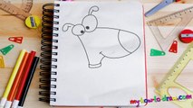 How to draw a Cartoon Dog Easy step by step drawing lessons for kids