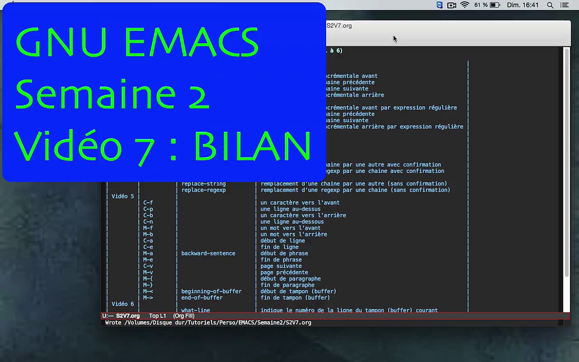 GNU EMACS SEMAINE 2