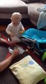 Baby laughing at spinning blocks, so cute and funny.