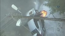 Polis memuru yanan aracına böyle müdahale etti