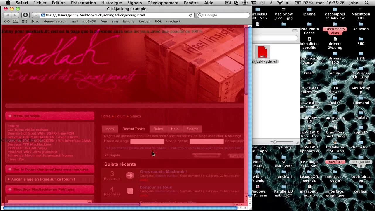 Tutoriel clickjacking