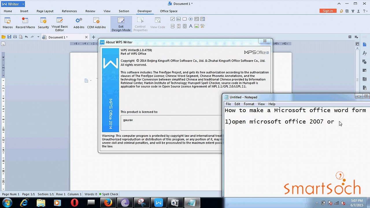 make a simple form in Microsoft office