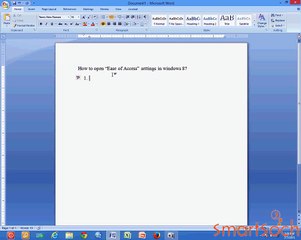 How to open Ease of Access settings in windows 8