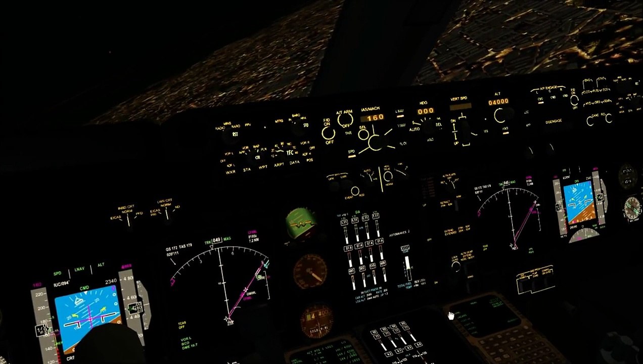 FSX - PMDG 747 night landing cockpit view [i5-2500K - radeon 6970] - HD