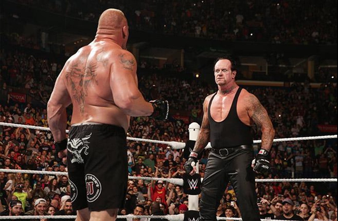 Wwe seth rollins vs brock lesnar for wwe world heavyweight championshipe in battleground 2015 full match  (Undertaker is back)