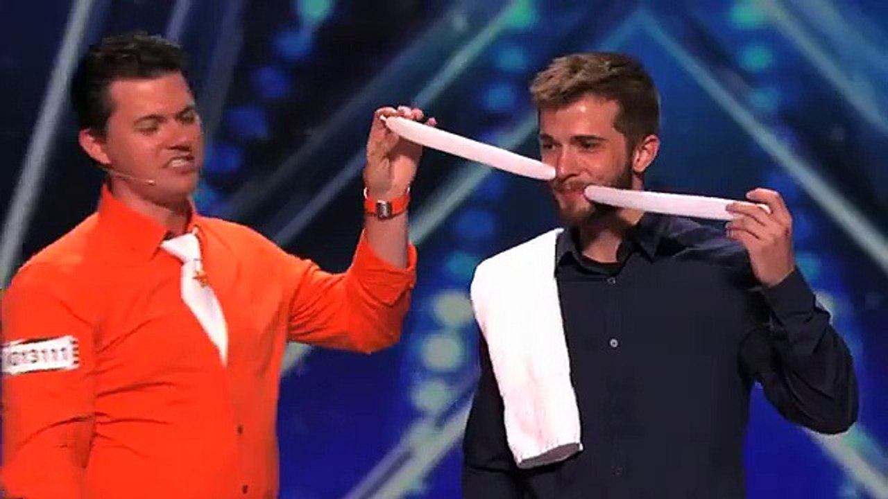 Mr Fudge Man Makes Balloon Animal in Assistants Nose Americas Got Talent 2015