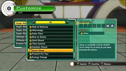 Dragonball Xenoverse: Best super, quick sleep