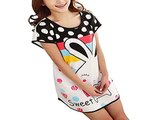 Get Women's Lovely Rabbit Cartoon Dots Short Sleeve Sleepwear Sleep Shirt Pajamas To Deal