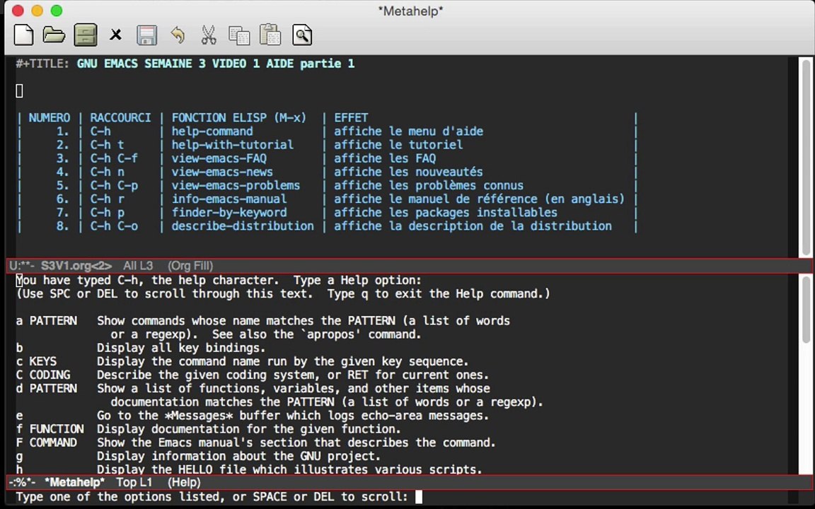 GNU EMACS SEMAINE 3 VIDEO 1