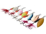 Get 30x Metal Assorted Laser Fishing Lure Spinner Baits Feather Hook Set Slide