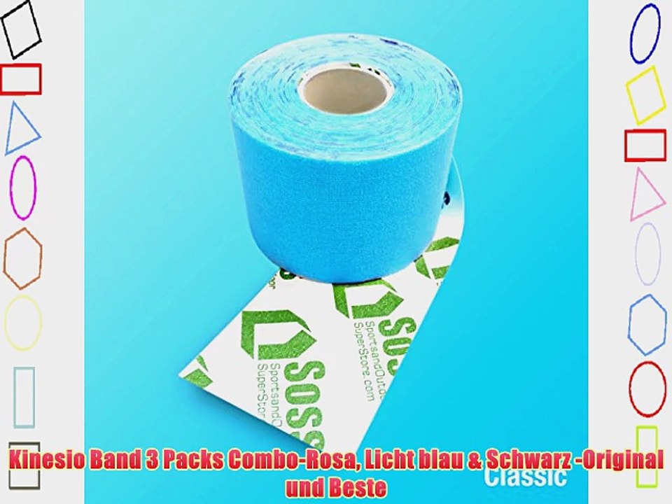 Kinesio Band 3 Packs Combo-Rosa Licht blau