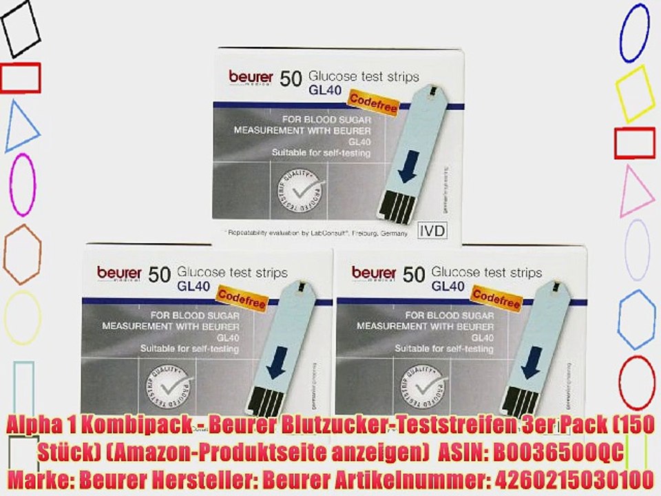 Alpha 1 Kombipack - Beurer Blutzucker-Teststreifen 3er Pack (150 St?ck) (Amazon-Produktseite