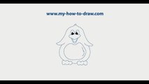 How to draw a Penguin Easy step by step drawing lessons for kids
