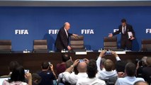 Protester interrupts Blatter press conference