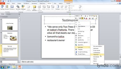 Powerpoint Using the thesaurus