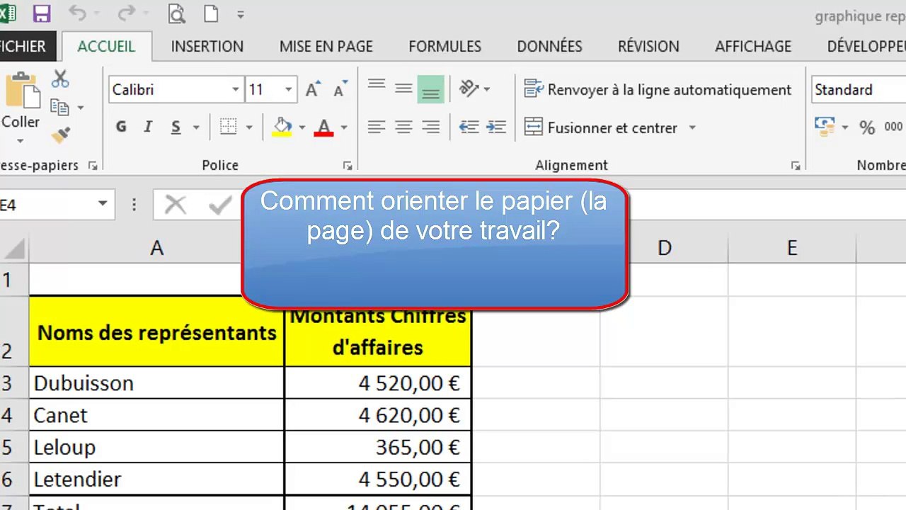EXCEL 2013 : ORIENTATION PAPIER - IMPRESSION DOCUMENT - PORTRAIT PAYSAGE