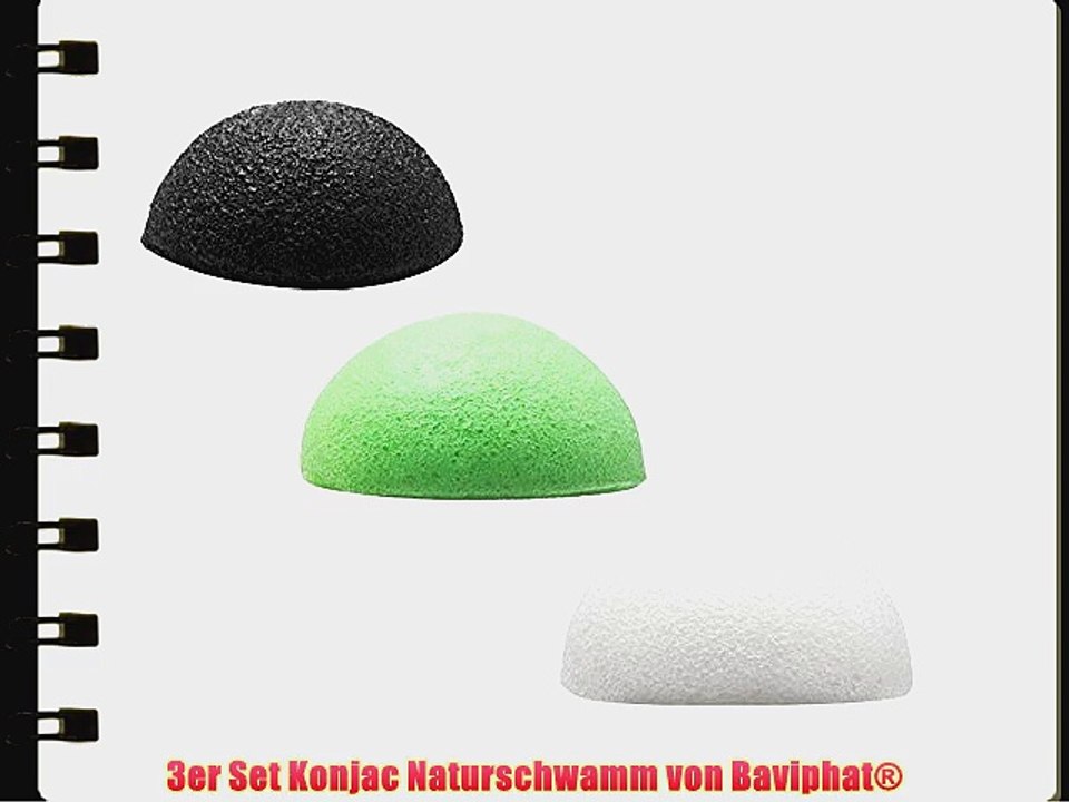 3er Set Konjac - Naturschwamm von Baviphat? - White   Black   Green Sponge - 100 % Natur pur