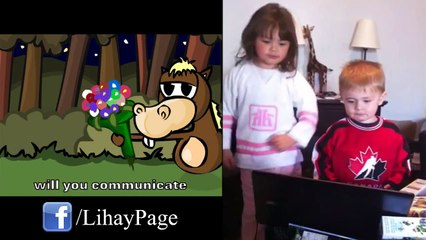 Kids dancing and singing to a Lihay's cartoon