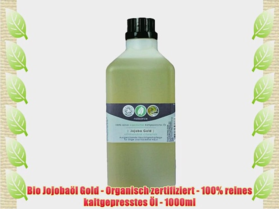 Bio Jojoba?l Gold - Organisch zertifiziert - 100% reines kaltgepresstes ?l - 1000ml