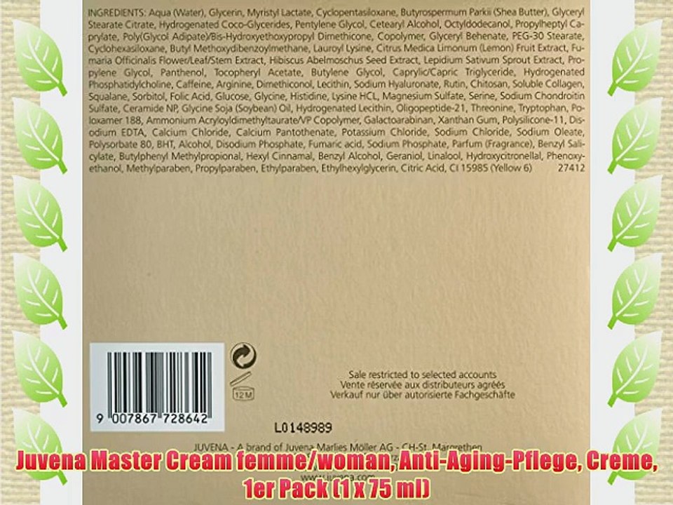 Juvena Master Cream femme/woman Anti-Aging-Pflege Creme 1er Pack (1 x 75 ml)