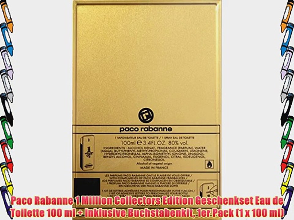 Paco Rabanne 1 Million Collectors Edition Geschenkset Eau de Toilette 100 ml   inklusive Buchstabenkit