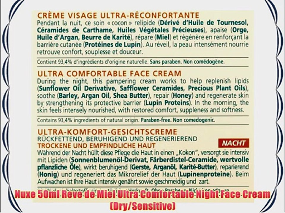 Nuxe 50ml Reve de Miel Ultra Comfortable Night Face Cream (Dry/Sensitive)
