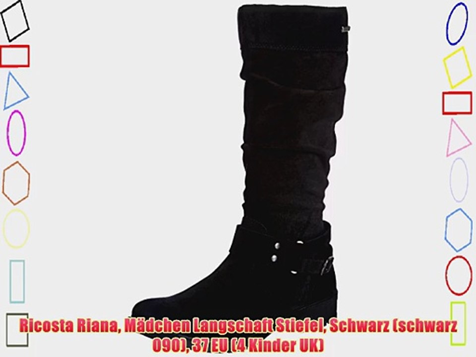 Ricosta Riana M?dchen Langschaft Stiefel Schwarz (schwarz 090) 37 EU (4 Kinder UK)