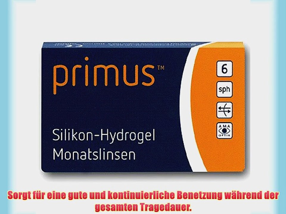 Primus Silikon-Hydrogel Monatskontaktlinse 6 St?ck BS 8.8 mm DIA 14.10 St?rke -1.75 Dioptrien