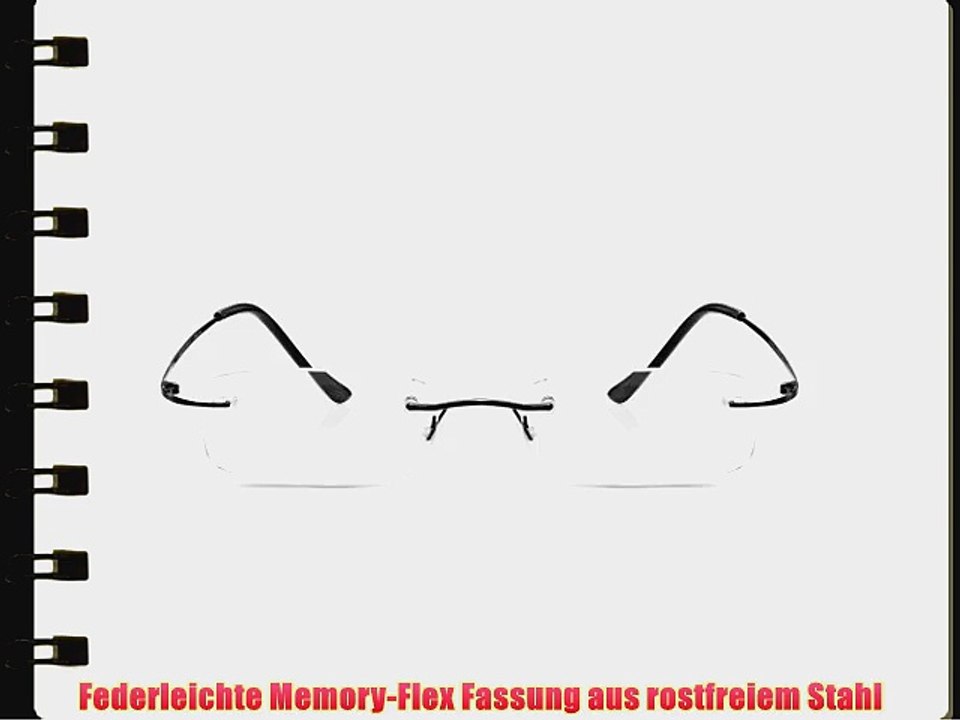 Read Optics Schwarze Randlose Herren Memory-Flex Lesebrille aus rostfreiem Stahl