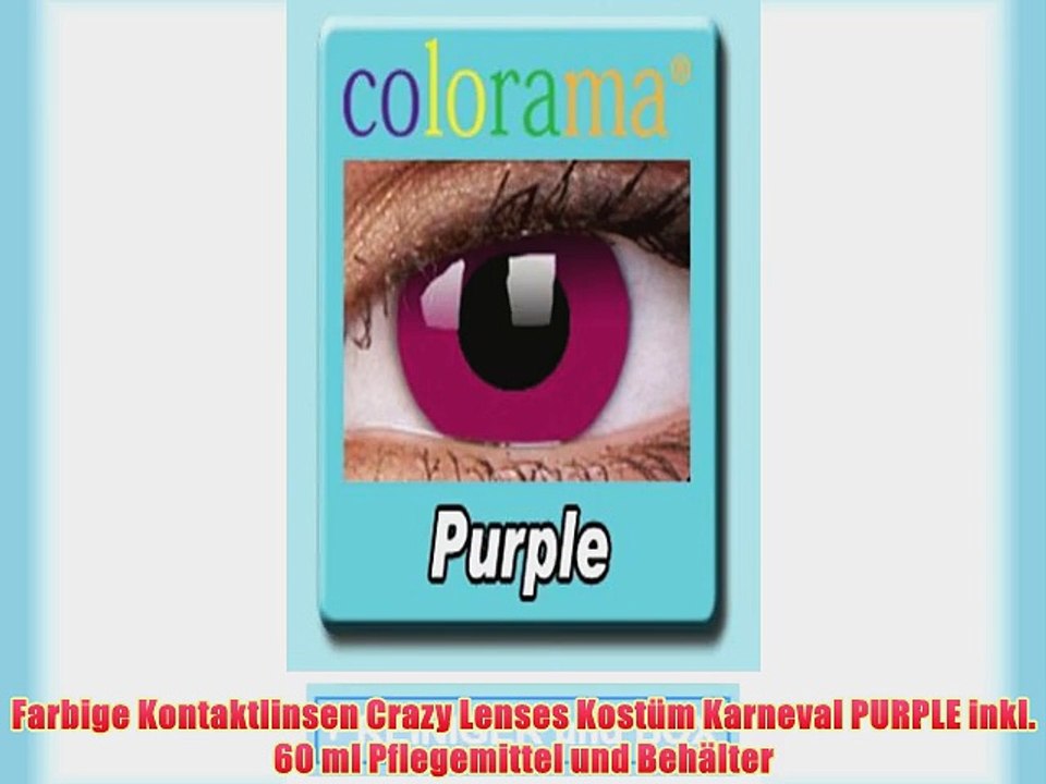 Farbige Kontaktlinsen Crazy Lenses Kost?m Karneval PURPLE inkl. 60 ml Pflegemittel und Beh?lter