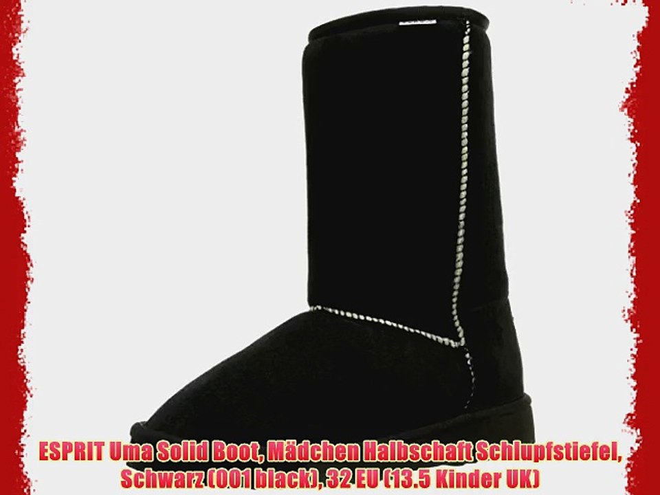 ESPRIT Uma Solid Boot M?dchen Halbschaft Schlupfstiefel Schwarz (001 black) 32 EU (13.5 Kinder