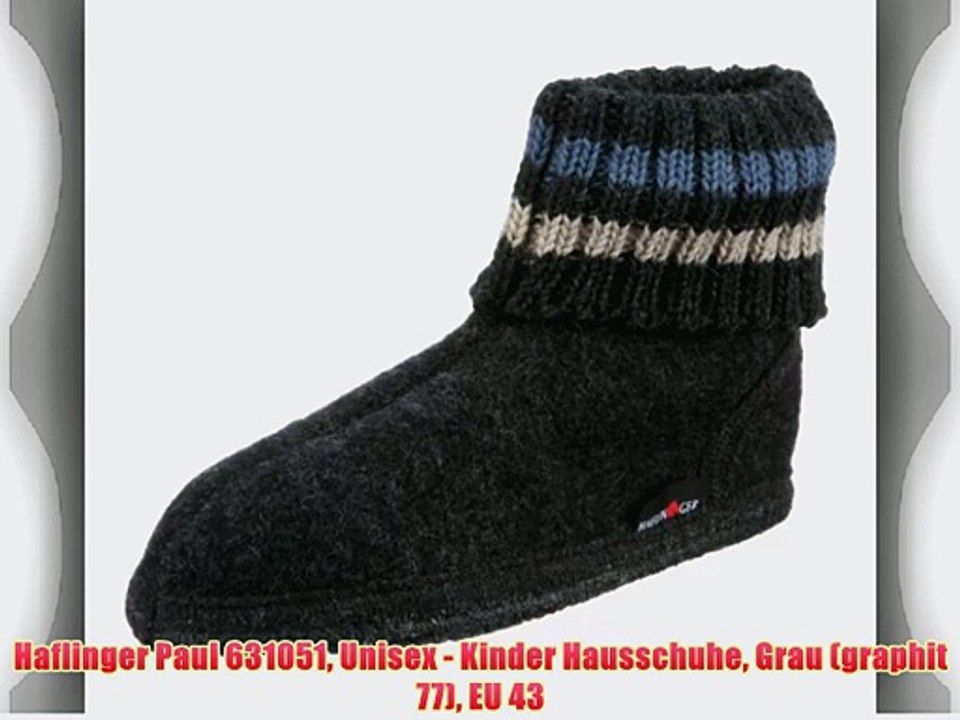 Haflinger Paul 631051 Unisex - Kinder Hausschuhe Grau (graphit 77) EU 43