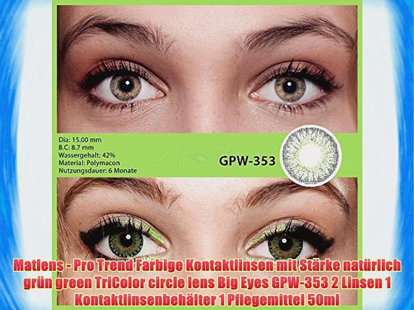 Matlens Pro Trend Farbige Kontaktlinsen Mit St Rke Nat Rlich Gr N Green Tricolor Circle Lens Video Dailymotion